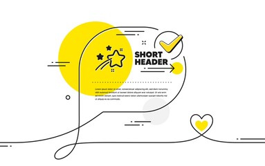 Poster - Falling star icon. Continuous line check mark chat bubble. Night sign. Firework symbol. Falling star icon in chat comment. Talk with heart banner. Vector