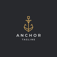 Luxury Anchor Gold Logo Icon Design Template Flat Vector