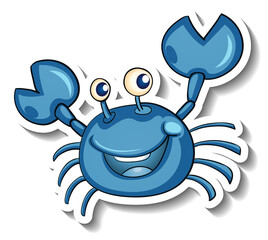 Wall Mural - Smiling blue crab cartoon sticker