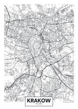 City Map Krakow, Travel Vector Poster Design