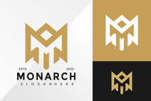 M Monarch Crown Logo Design Vector Illustration Template