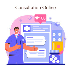 Wall Mural - Family doctor online service or platform. Healthcare, modern medicine