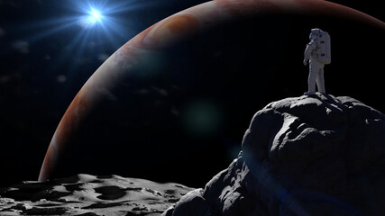 Wall Mural - astronaut on the surface of one of jupiter's moons