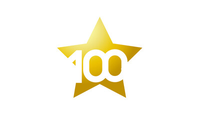 100 Number New Gold Abstract Star Logo