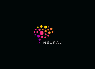 Wall Mural - Abstract Brain Dotted logo teplate, logotype for science, medicine, education, technology, business. Vector symbol