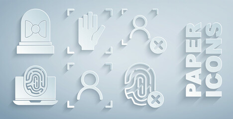 Aufkleber - Set Face recognition, Rejection face, Laptop with fingerprint, Palm and Motion sensor icon. Vector