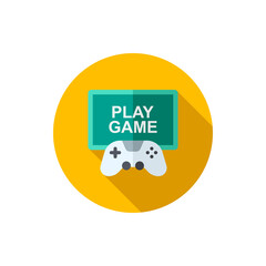 TV game icon, vector illustration. Flat design style with long shadow,eps10