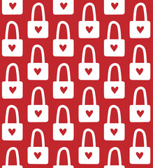 Wall Mural - Vector seamless pattern of hand drawn doodle sketch lock isolated on red background