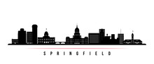 Springfield Skyline Horizontal Banner. Black And White Silhouette Of Springfield, Ilinois. Vector Template For Your Design.