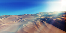 Dunes Sunset Over The Desert. 3d Rendering