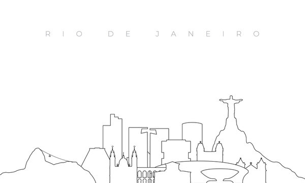 outline rio de janeiro skyline. trendy template with rio city buildings and landmarks in line style.