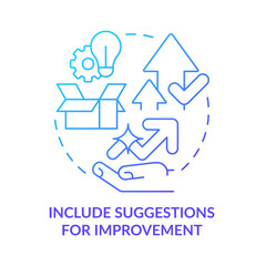 include suggestions for improvement blue gradient concept icon. business success abstract idea thin 