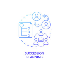 Canvas Print - Succession planning blue gradient concept icon. Senior position replacement. HR abstract idea thin line illustration. Isolated outline drawing. Roboto-Medium, Myriad Pro-Bold fonts used