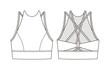 Fashion technical drawing of sport halter top bra with straps