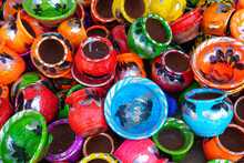 Handicrafts Made From Clay Painted In Colorful Shapes In The Form Of Kitchen Utensils. These Toys Are Widely Sold In Indonesia On The Roadside During Traditional Events Or Festivals.