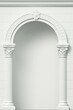 3 d illustration. Antique white colonnade with Corinthian columns. Three arched entrance or niche.