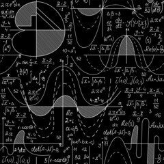 Wall Mural - Mathematical vector seamless pattern with figures and calculations. You can use any color of background
