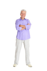 Sticker - portrait of smiling senior man on white background