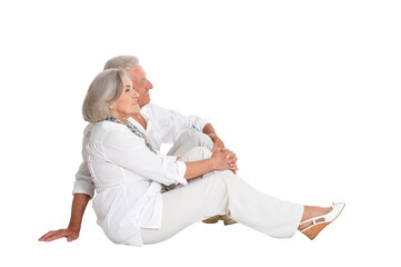 Sticker - Portrait of happy senior couple on white background