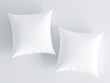 © vnmockup - two white square pillows on white background, pillow mockup, 3d render