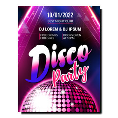 Canvas Print - Disco music party poster background Fashion concert. Modern disco music art. realistic vector illustration