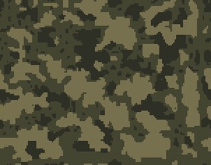 Wall Mural - 
Pixel camouflage background, abstraction vector seamless military pattern, digital texture.