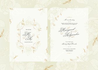 card with roses, gold card invitation template