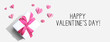 Leinwandbild Motiv Valentines Day message with a gift box and paper hearts