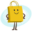 Cartoon Shopping Bag Character  standing.