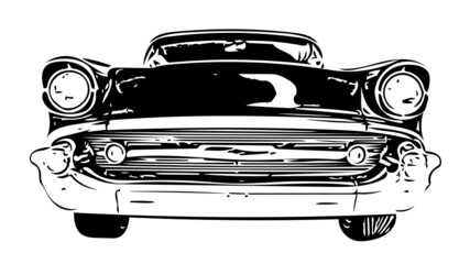 Wall Mural - vintage retro car sketch on a white background. classic retro car front view. poster of old auto