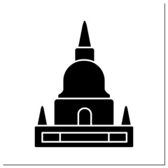 Wall Mural - Pagoda glyph icon. Buddhist building. Buddhist stupas for storing sacred relics or memorial complexes.Thailand concept. Filled flat sign. Isolated silhouette vector illustration