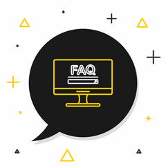 Poster - line computer monitor with text faq information icon isolated on white background. frequently asked 