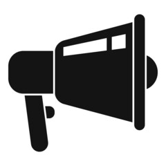 Sticker - Cinematography megaphone icon simple vector. Film cinema