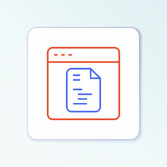 Line Software, web developer programming code icon isolated on white background. Javascript computer script random parts of program code. Colorful outline concept. Vector