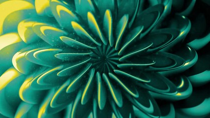 Poster - 3D pattern of moving flower with hypnotic effect. Motion. Hypnotic 3d flower pattern with changing petals. Beautiful 3d flower moves and floats