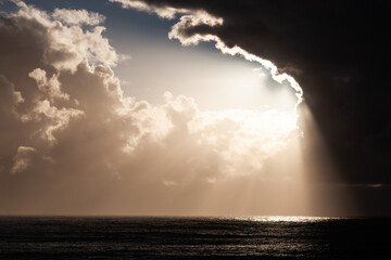 Storm break.  North Pacific, Tofino, Vancouver Island, B.C., Canada.