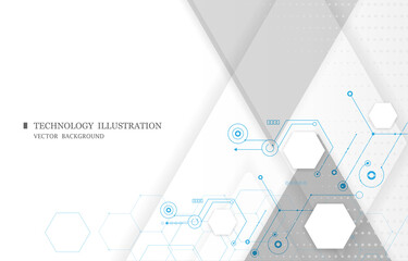 Wall Mural - white technology background.geometric cyber technology