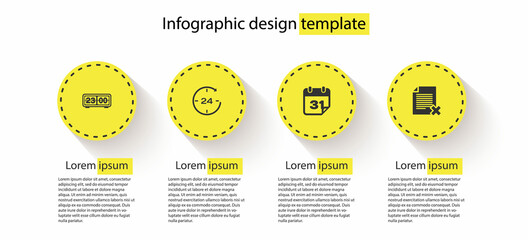 Poster - Set Retro flip clock, Clock 24 hours, Calendar and Delete file document. Business infographic template. Vector