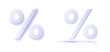 Minimal 3d percent sign. Label symbol sales discount. Percentage, discount, sale, promotion concept. Realistic design element.  Vector illustration