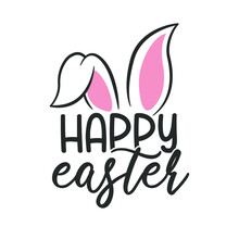Happy Easter Illustration Clip Art Design Shape. Bunny Ears Silhouette Icon Vector.