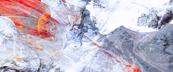 Abstract painting grunge texture. Modern paint grey and red pattern. Bright background. Fractal artwork for creative graphic design