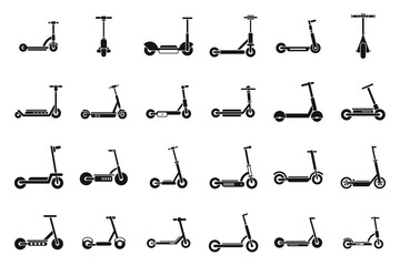 Wall Mural - Electric scooter icons set simple vector. City bike