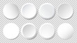 White paper frame vector set. Blank round labels, banners, icons or stickers for your design