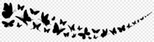 Butterfly Swirl. Black Flying Butterflies Vector Silhouette Illustration