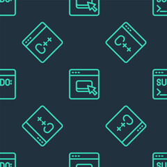Set line Browser files, Software and Code terminal on seamless pattern. Vector