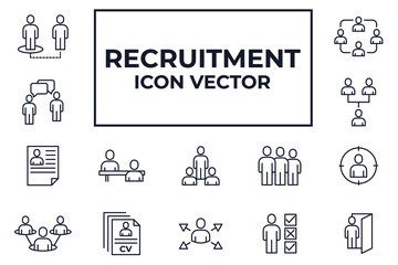 Set of Recruitment icon. Head Hunting pack symbol template for graphic and web design collection logo vector illustration
