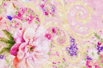  Abstract elegant rose peony flower bouquet illustration