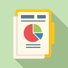 Poster - Report folder icon flat vector. Analysis document