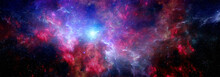 Cosmic Colorful Nebula Background With Stars