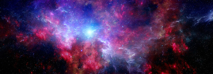 Wall Mural - cosmic colorful nebula background with stars